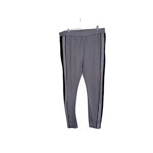 Houndstooth Print Stretch Pants With Side Stripes 2X Black & White Polyester Spa